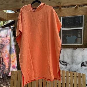 Source Unknown Orange Hooded Poncho Shirt